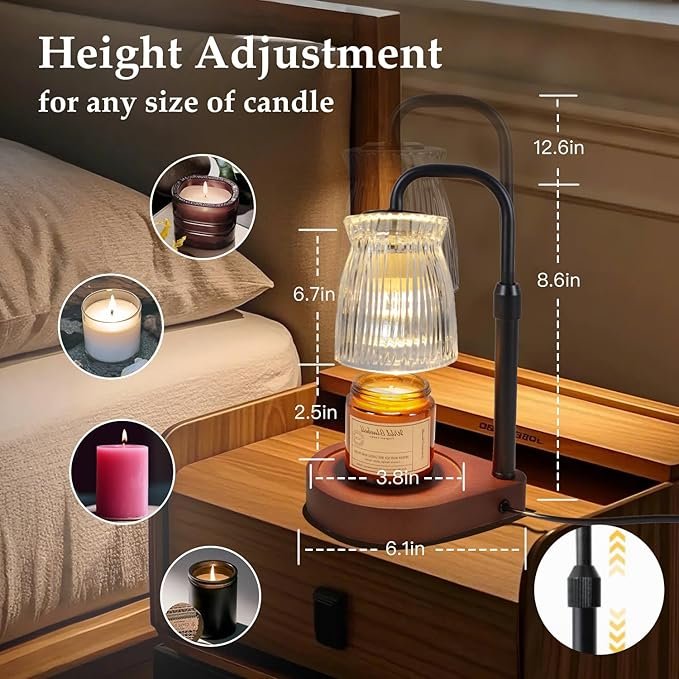Shering Candle Warmer Lamp with Timer Dimmable, Adjustable Height Candle Light Warmer with Gift Box, Mothers Day Gifts Birthday Gifts for Women Mom, Home Decor, Wax Warmer Lamp with 2 Bulbs - Image 2