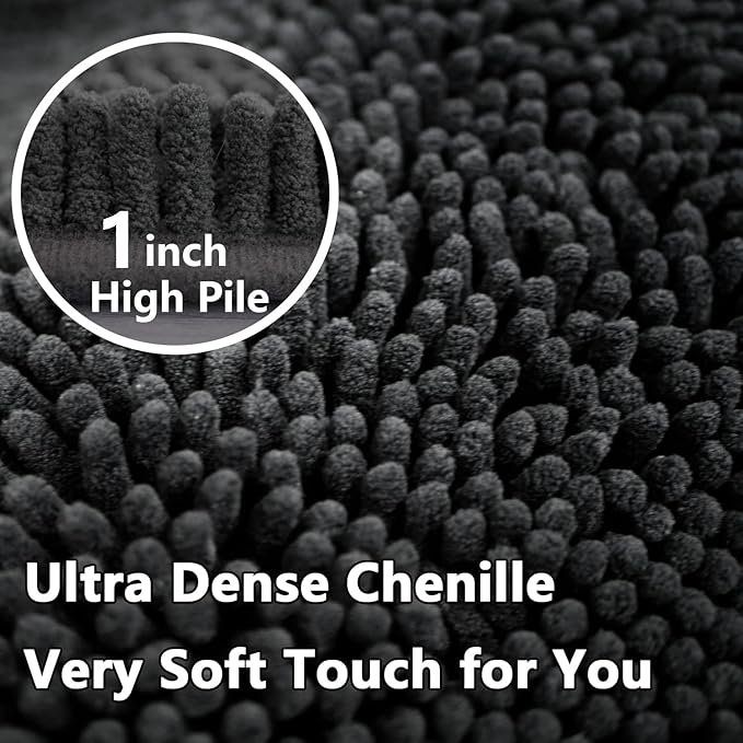 BOANKODU Bathroom Rugs 15x23, Extra Soft Absorbent Chenille Bath Rugs, PVC Backing Quick Dry, Machine Washable Bath Mats for Bathroom Floor, Tub and Shower, Home Decor Accessories, Dark Grey - Image 5