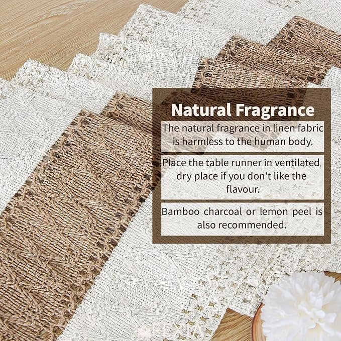 FEXIA Boho Table Runner for Summer Home Decor with Tassels 72 Inches Long Farmhouse Rustic Table Runner Macrame Burlap Table Decoration for Living Room Bridal Shower(12x72 Inches) - Image 3